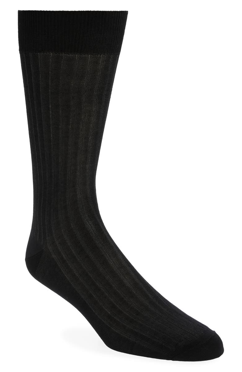 Canali Vanise Ribbed Cotton Dress Socks, Main, color,
