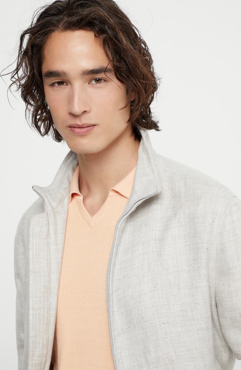 Brunello Cucinelli Diagonal twill bomber jacket, Alternate, color, 