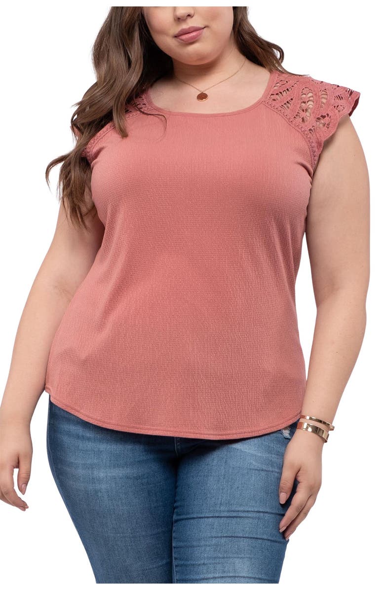 Blu Pepper Lace Sleeve Top, Main, color, 