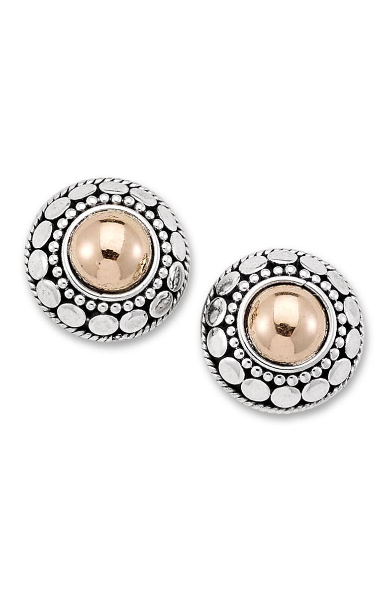 SAMUEL B. Sterling Silver & 18K Yellow Gold Circle Halo Round Stud Earrings, Main, color,