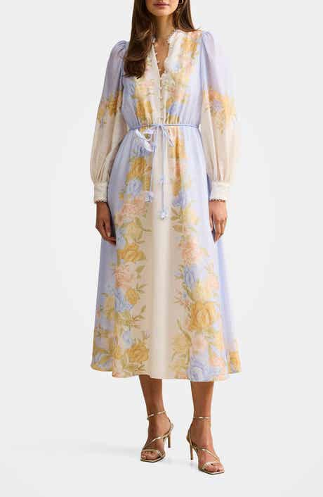 Courtney Placed Floral Long Sleeve Dress