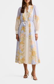 Ever New Courtney Placed Floral Long Sleeve Dress