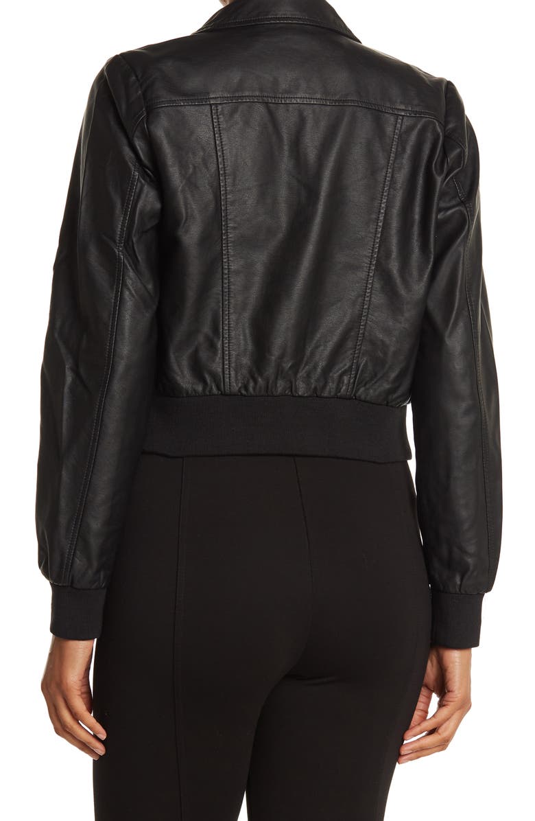 Sebby Faux Leather Crop Bomber Jacket, Alternate, color,