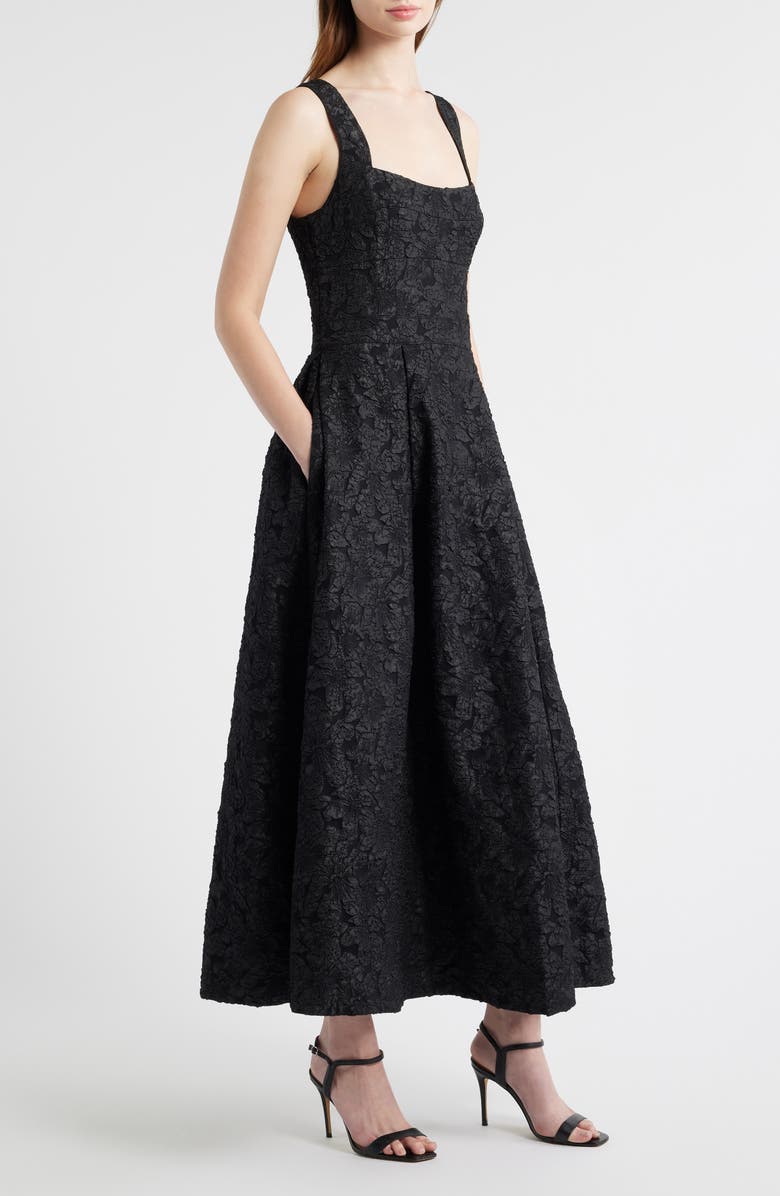 Chelsea28 Floral Jacquard Gown, Alternate, color, Black