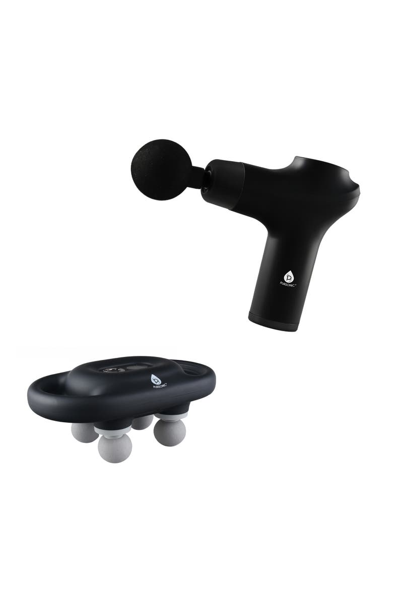 PURSONIC Percussion Powerhouse 9-Speed Professional & 3-Speed Portable Massage Gun Set, Main, color, Black