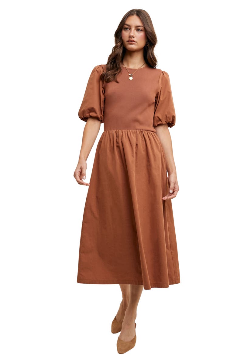 Twofer Midi Dress, Alternate, color, CLAY
