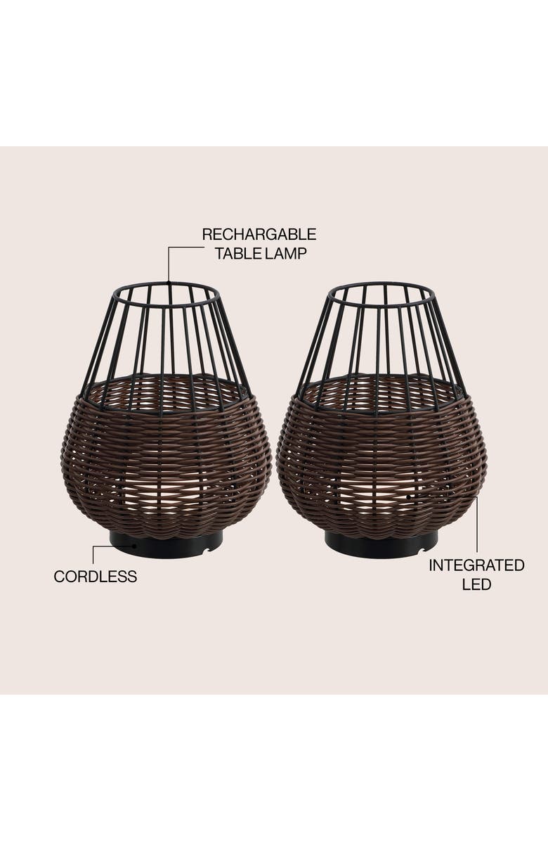 JONATHAN Y 10" Indoor/Outdoor Rechargeable/Cordless Dimmable LED Table Lamp, Alternate, color, Dark Brown Black