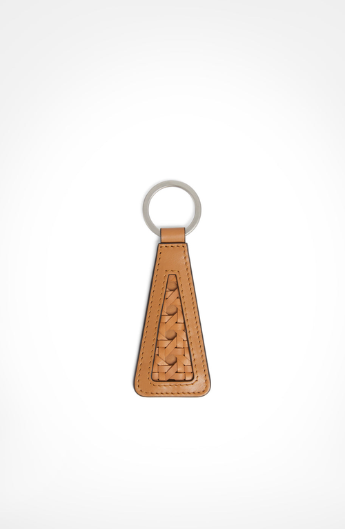 Aviteur Paglia Di Vienna Weave Calfskin Keyring In Brown