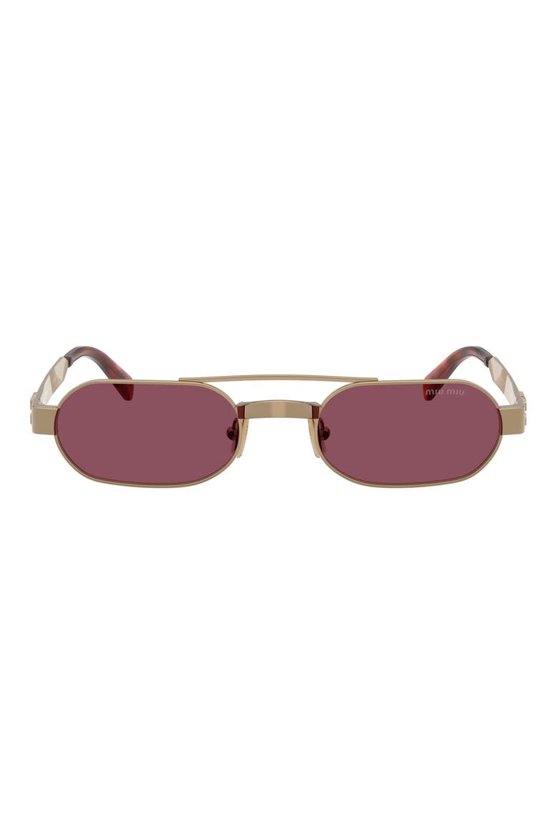 52mm Oval Sunglasses, Main, color, BRASS / DARK VIOLET