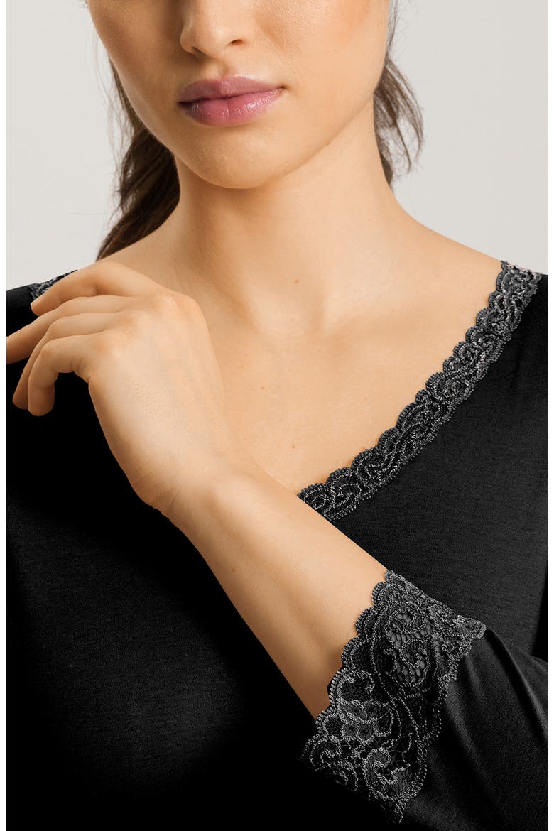 Moments V-Neck Cotton Nightgown, Alternate, color, 019 - BLACK