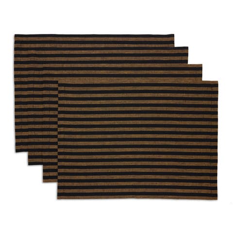 Linen Placemats Set of 4, 14 x 19 Inch for Dining Table, Holiday and Everyday Table Decor - Amalfi Stripe