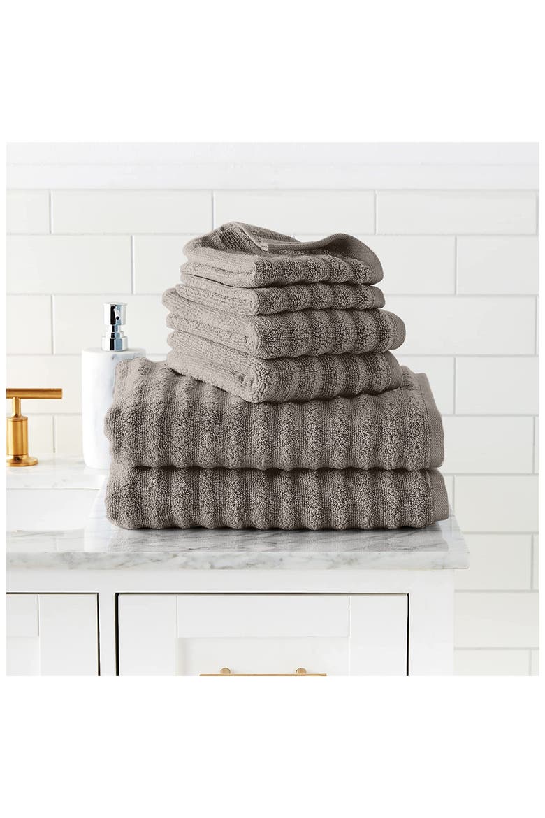 Luxury Spa Collection Wavy Quick Dry 6-Piece Towel Set - Gray, Alternate, color, gray