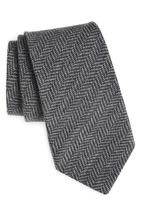 Herringbone Cashmere & Silk Tie