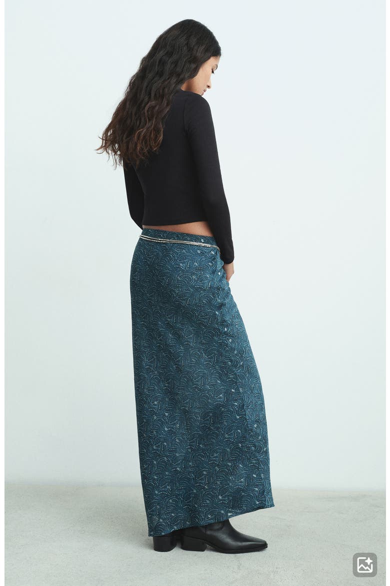 Metallic Dot Maxi Skirt, Alternate, color, PETROL BLUE