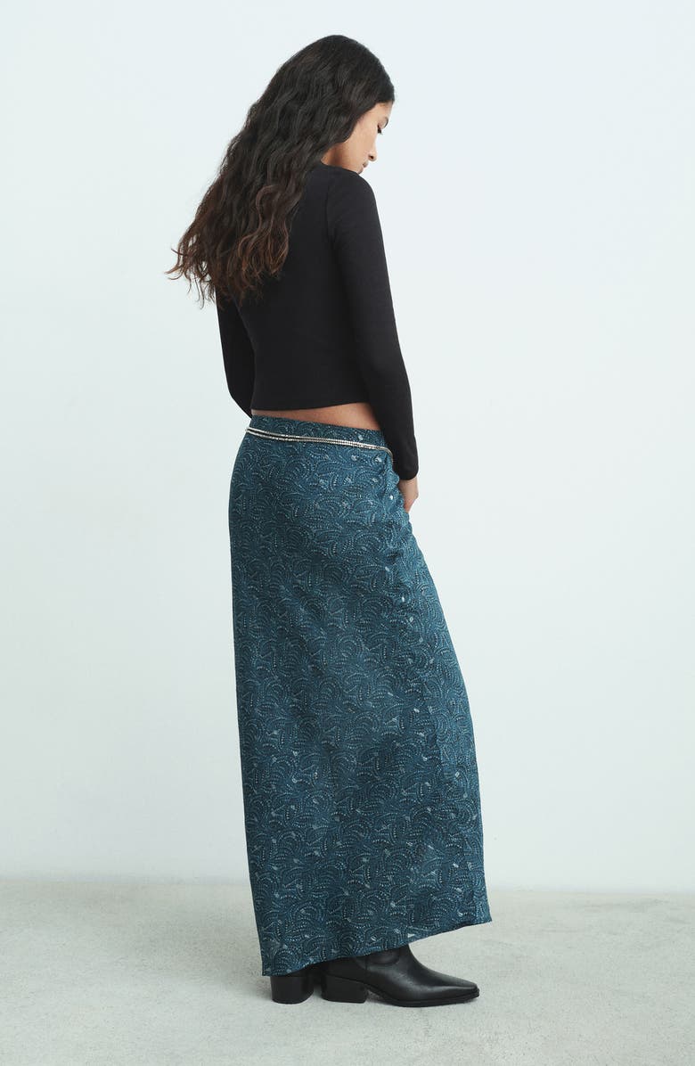 MANGO TEEN Metallic Dot Maxi Skirt, Alternate, color, Petrol Blue