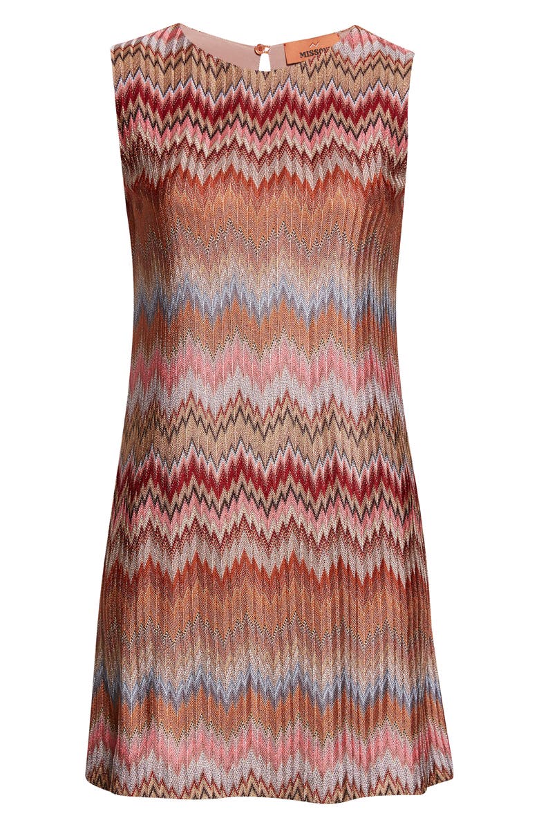 Missoni Chevron Stripe Sleeveless Knit Minidress, Main, color, Multi Green Camel White Pink