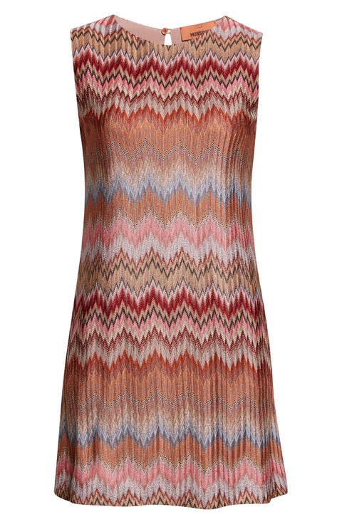 Chevron Stripe Sleeveless Knit Minidress