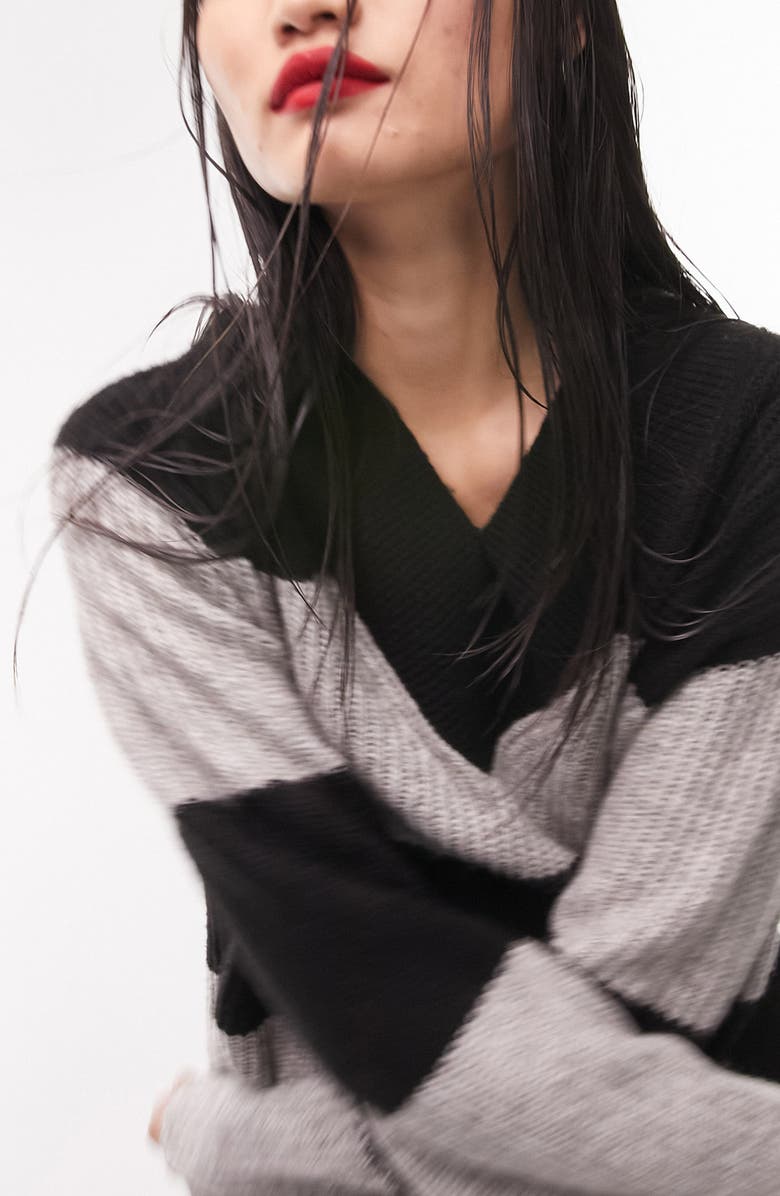 Topshop Block Stripe Long Sleeve Sweater Dress, Alternate, color,