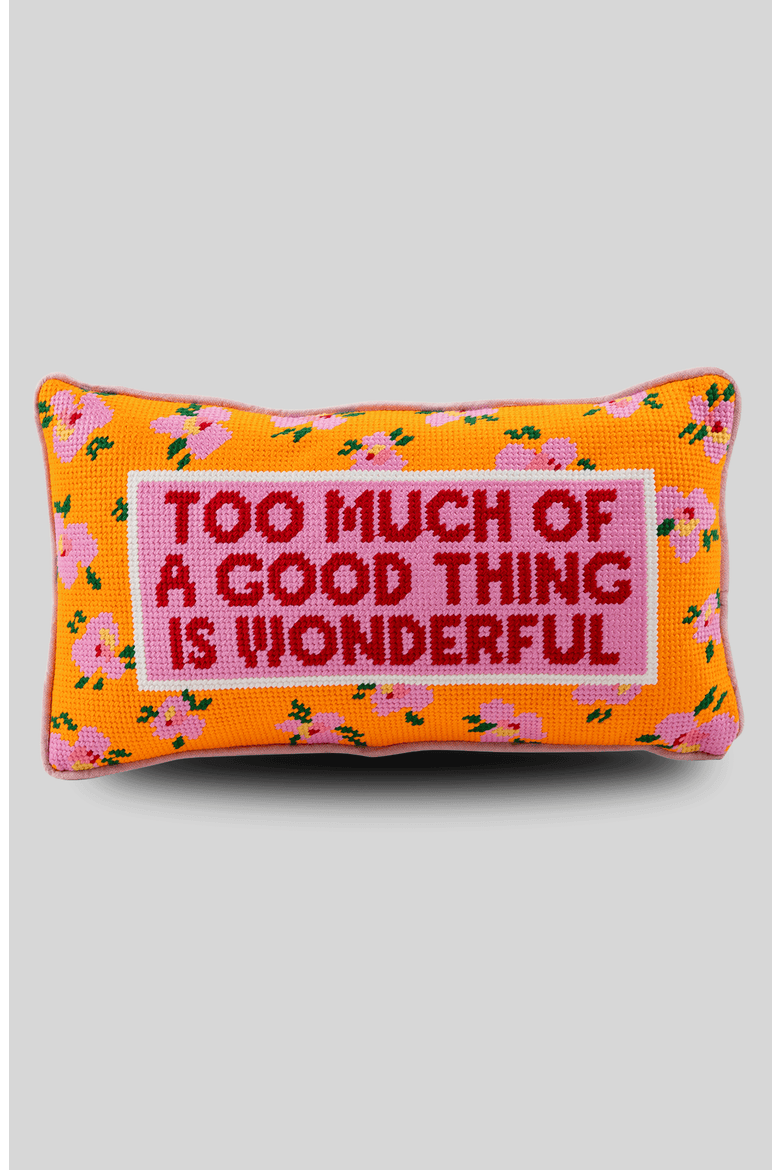 Too Much Needlepoint Pillow, Main, color, Pink
