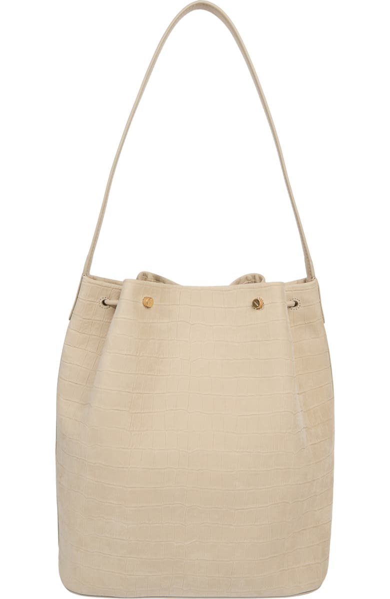 Vince Sarai Croc Embossed Leather Bucket Bag, Alternate, color, Marzipan