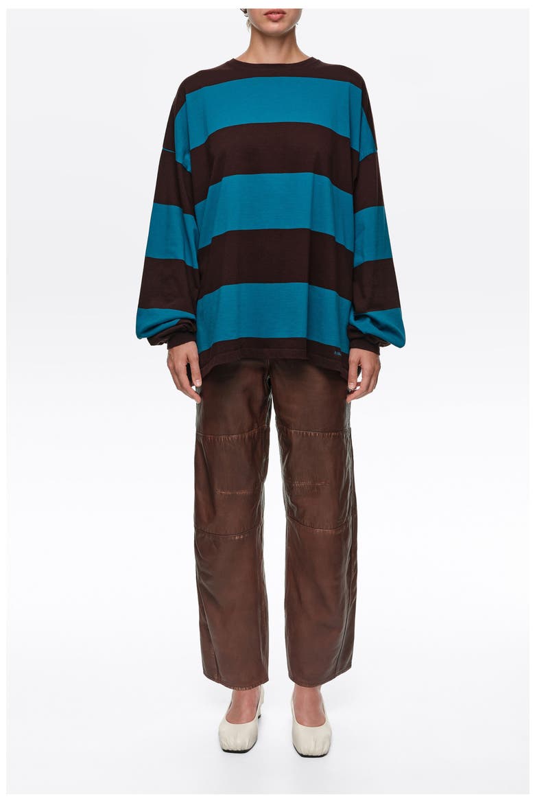 Oversize Striped Long T-shirt, Main, color, TEAL