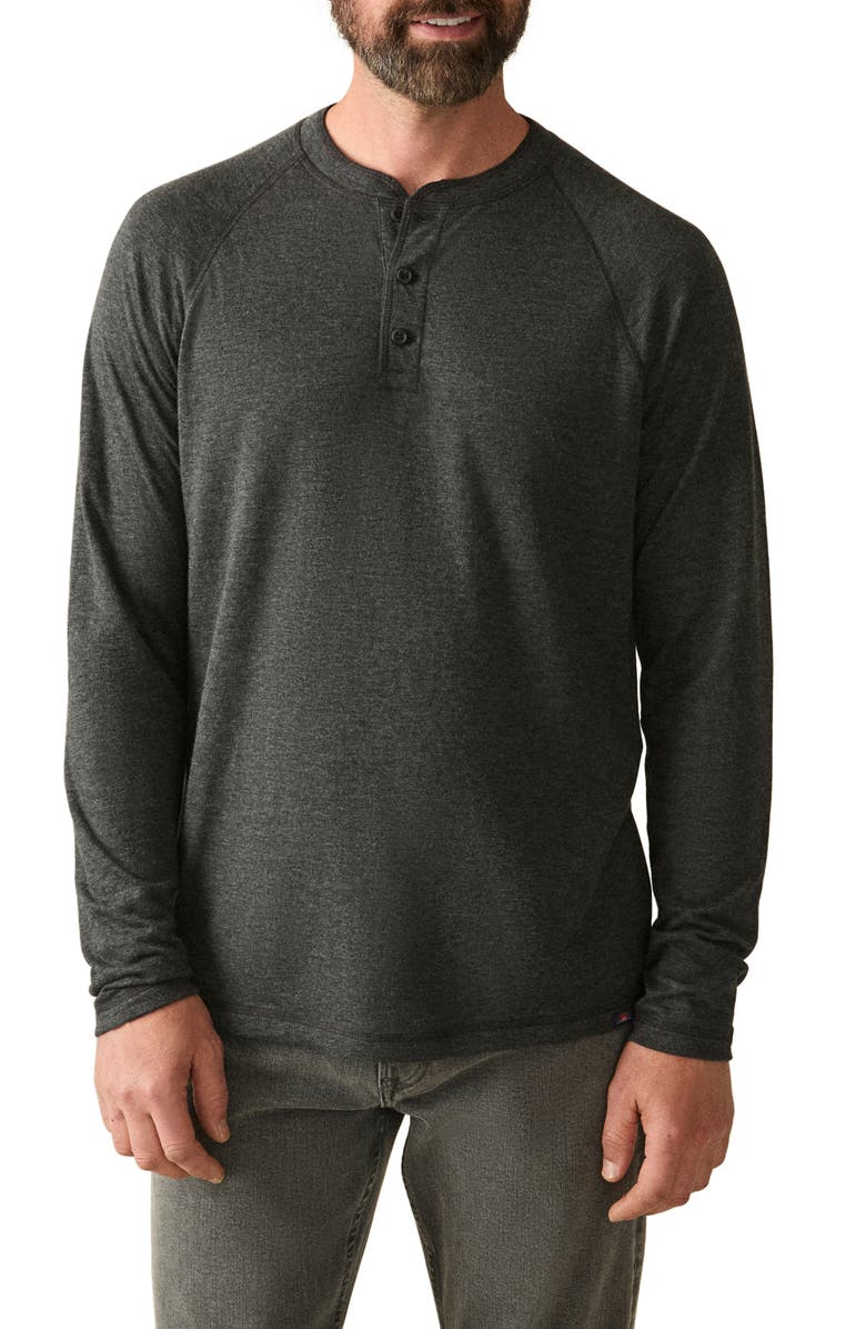 Faherty Cloud Long Sleeve Henley, Main, color, Charcoal Heather