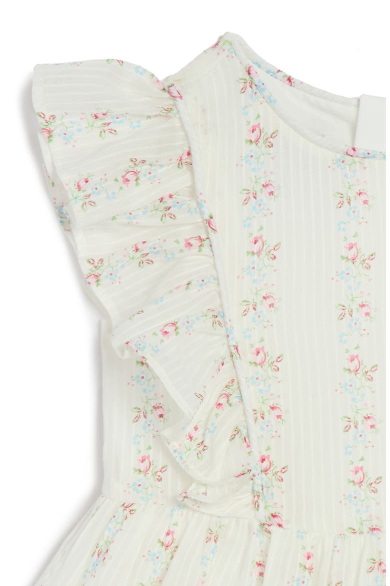 Floral Stripe Ruffle Dress & Bloomers Set, Alternate, color, WHITE