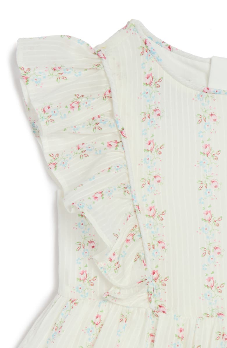 Pippa & Julie Floral Stripe Ruffle Dress & Bloomers Set, Alternate, color, White