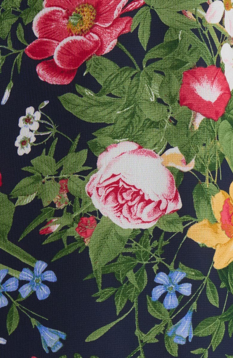 Anne Klein Floral Print Tie Waist Midi Dress, Alternate, color, Distant Mountain Multi