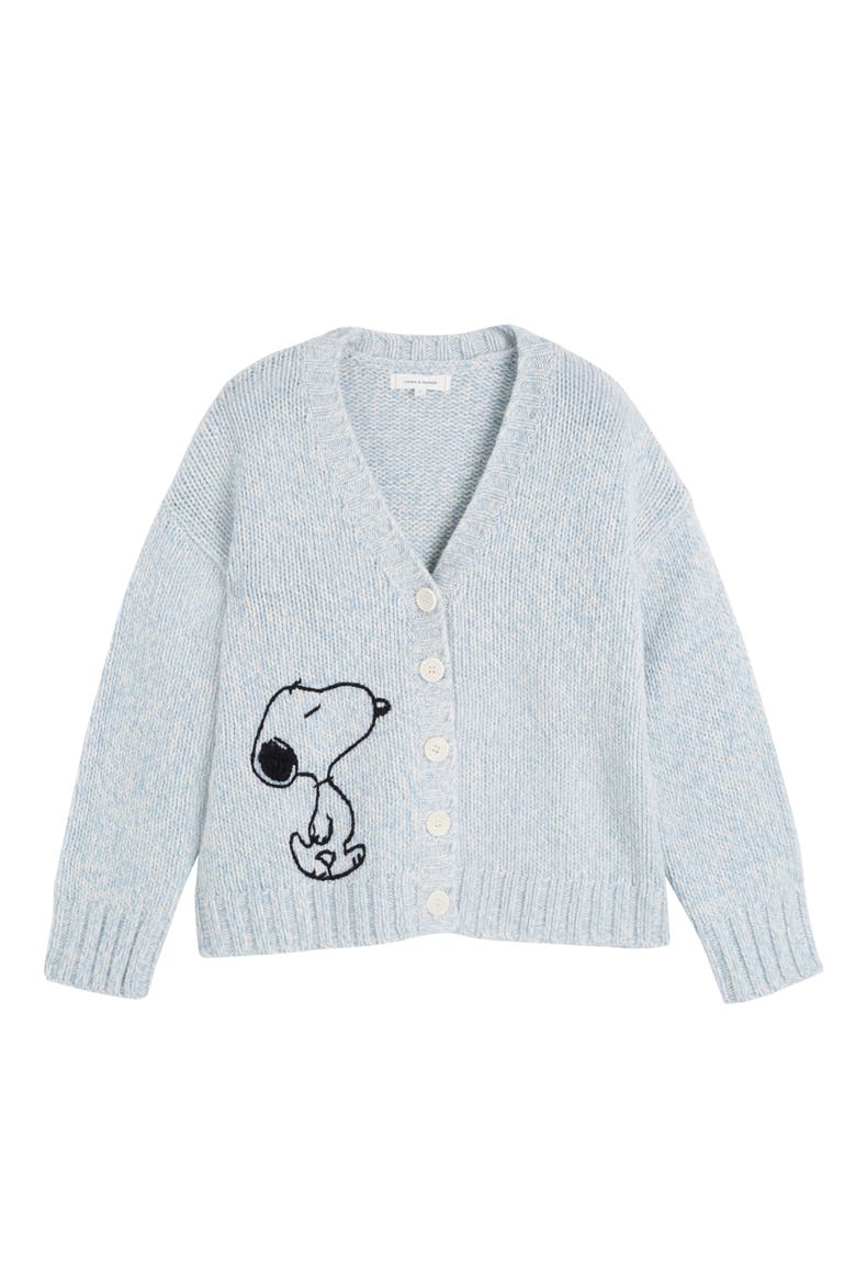 Merino Snoopy Marl Cardigan, Alternate, color, Multi Blue