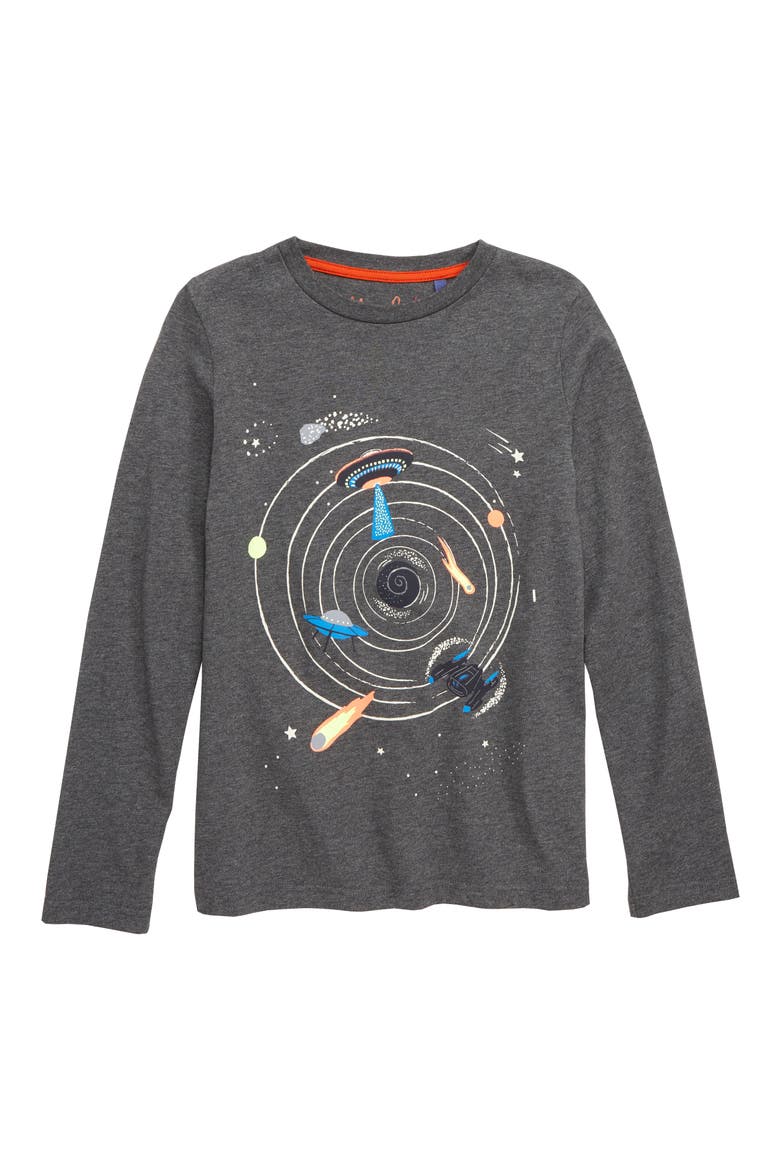 Glow in the Dark Dinosaur T-Shirt, Main, color, GREY CHARCOAL