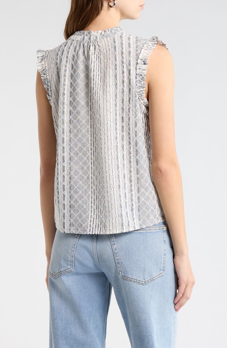 Rails Arlene Eyelet Embroidered Linen Blend Ruffle Shoulder Top, Alternate, color, Striped Eyelet