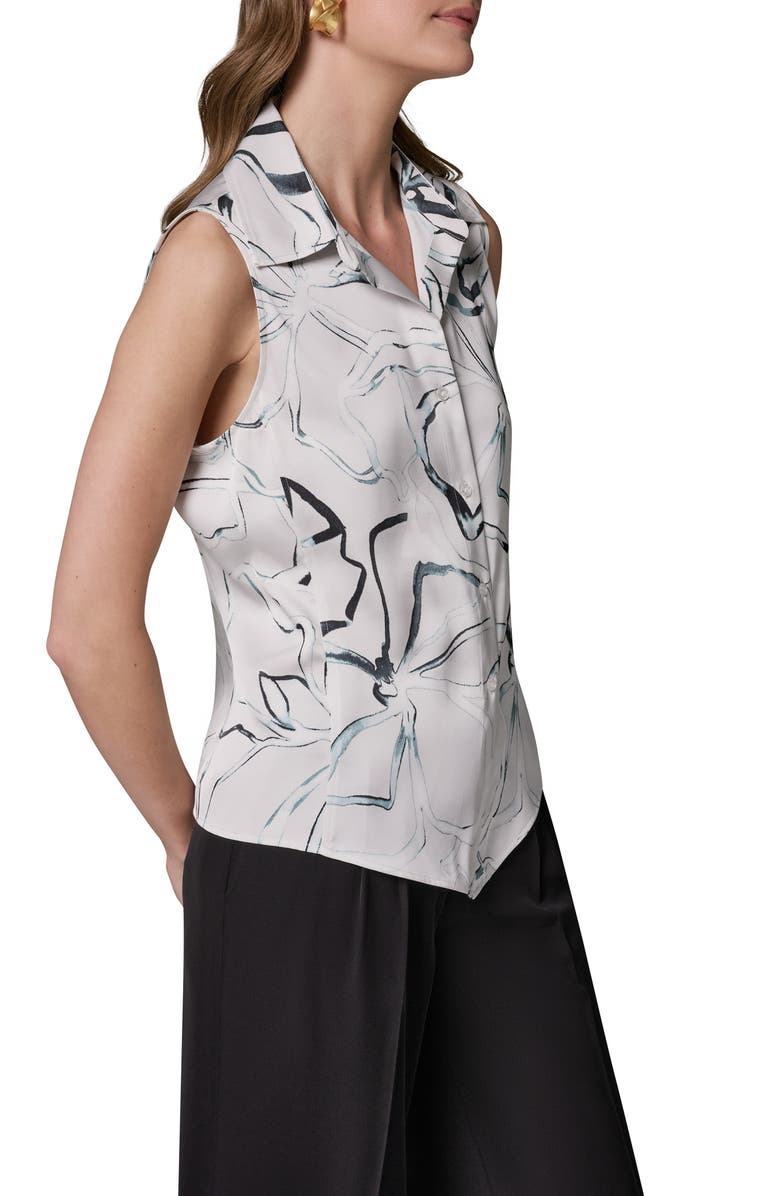 Donna Karan New York Print Sleeveless Shirt, Alternate, color, Aquamint Multi
