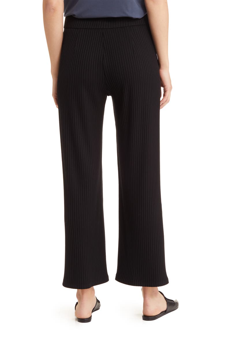 Ribbed Side Slit Wide Leg Pants, Alternate, color, BLACK