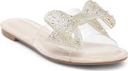 TOP MODA Peach Bow Slide Sandal