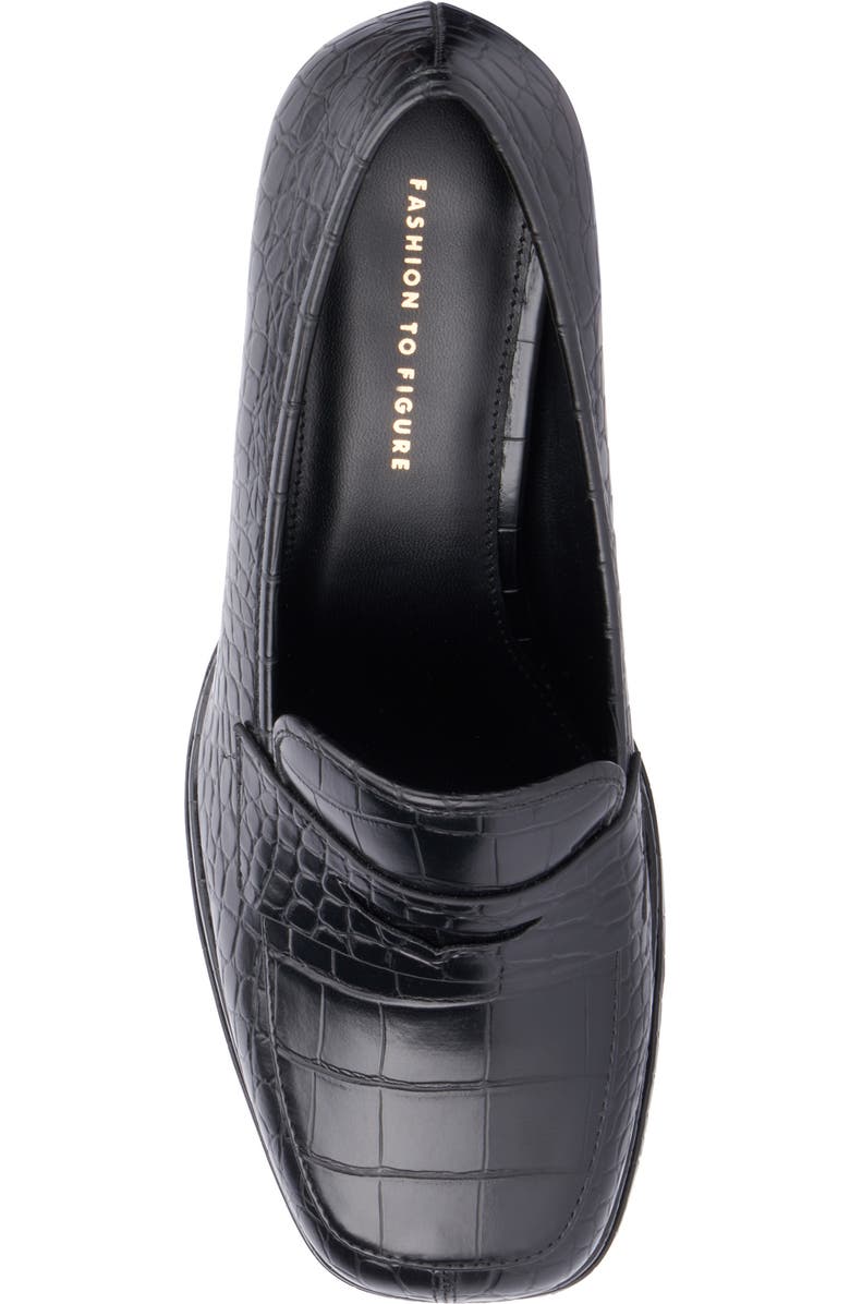 Fashion to Figure Madelyn Croc Embossed Platform Loafer Pump - Wide Width, Alternate, color,