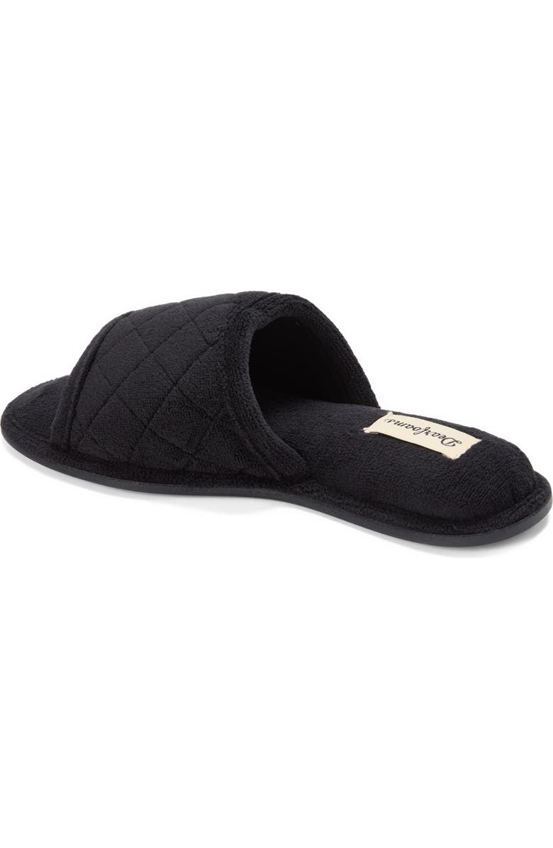 DEARFOAMS Beatrice Quilted Microfiber Terry Shower Slide Slipper, Alternate, color, Black