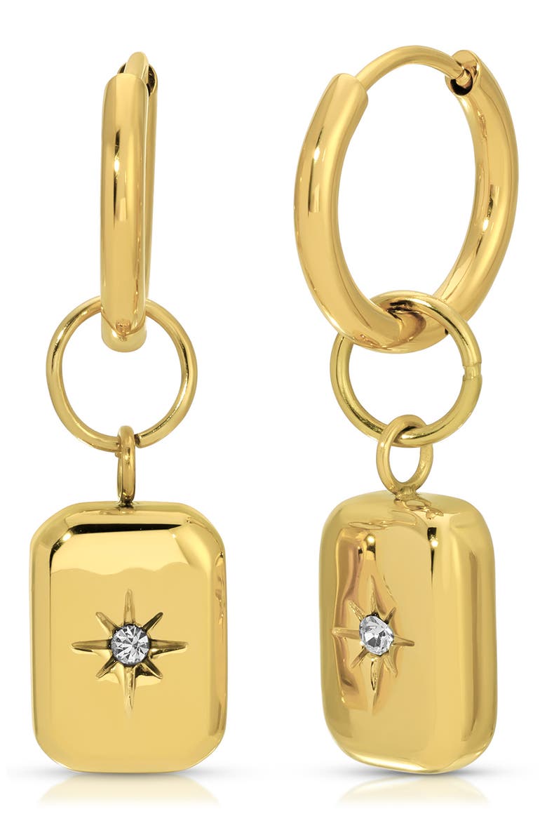Illion Drop Hoop Earrings, Main, color, GOLD
