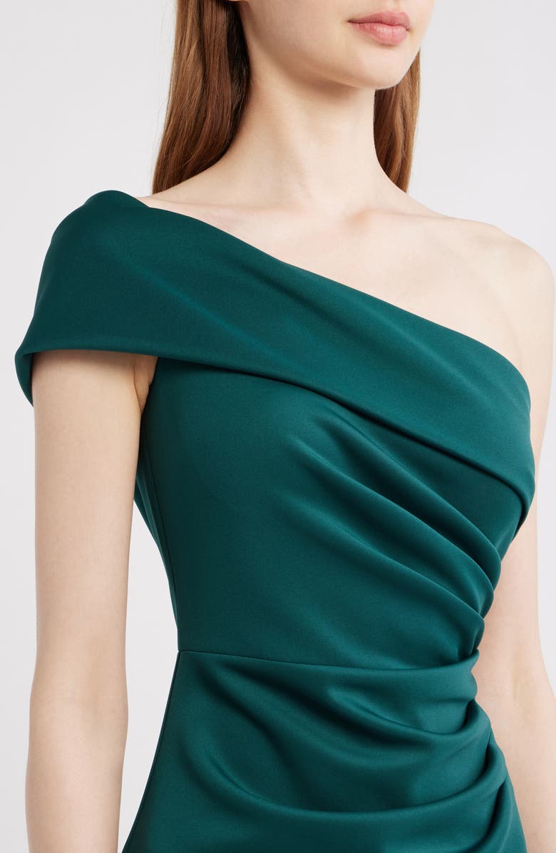 Eliza J Ruched One-Shoulder Satin Cocktail Dress, Alternate, color,
