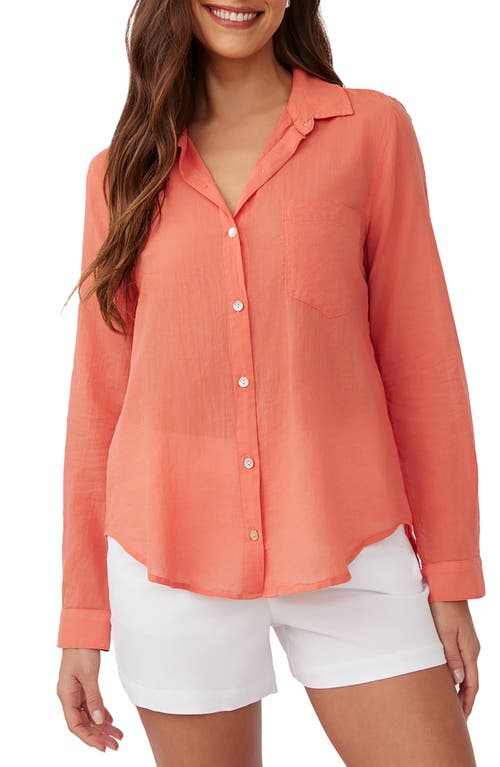 Bella Dahl Pocket Button Down Shirt In Orange