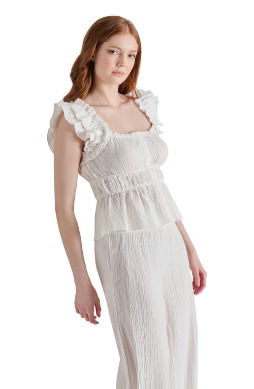 Steve Madden Button Front Peplum Top In White