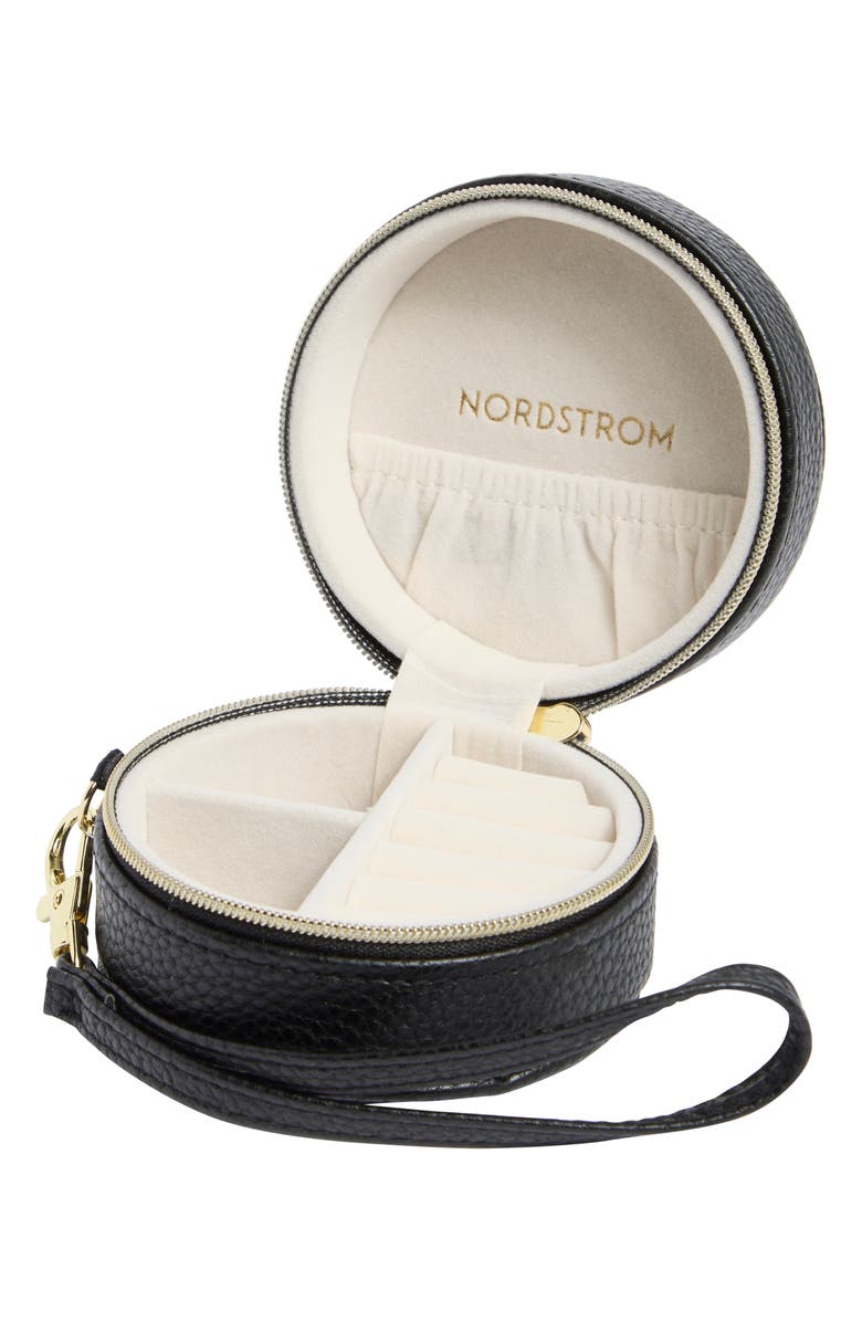 Nordstrom Mini Round Jewelry Box, Alternate, color, Black- Pebble