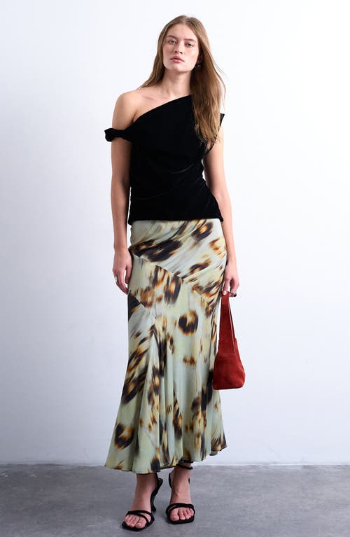 Topshop Ikat Print Bias Cut Maxi Skirt In Neutral