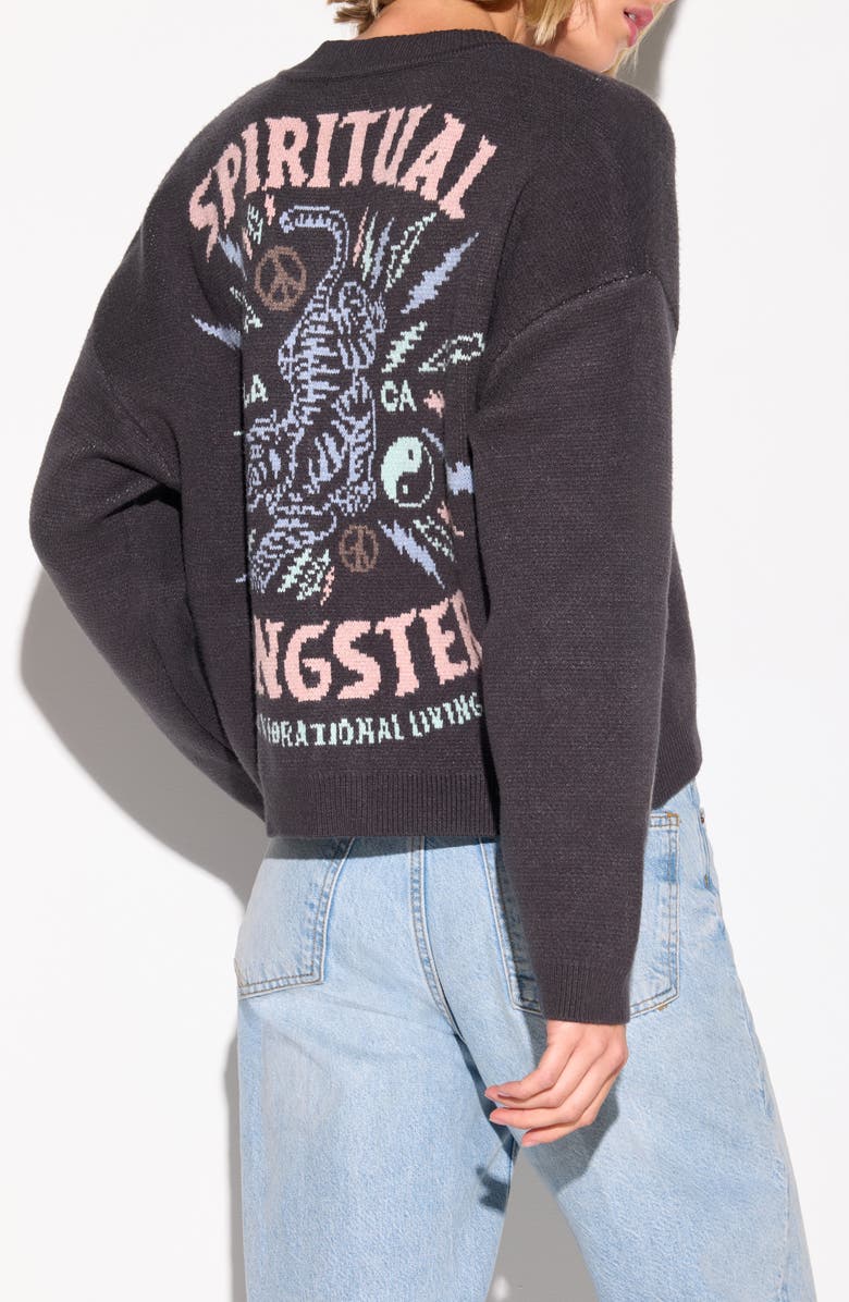 Spiritual Gangster El Tigre Delaney Cardigan, Alternate, color, Ash
