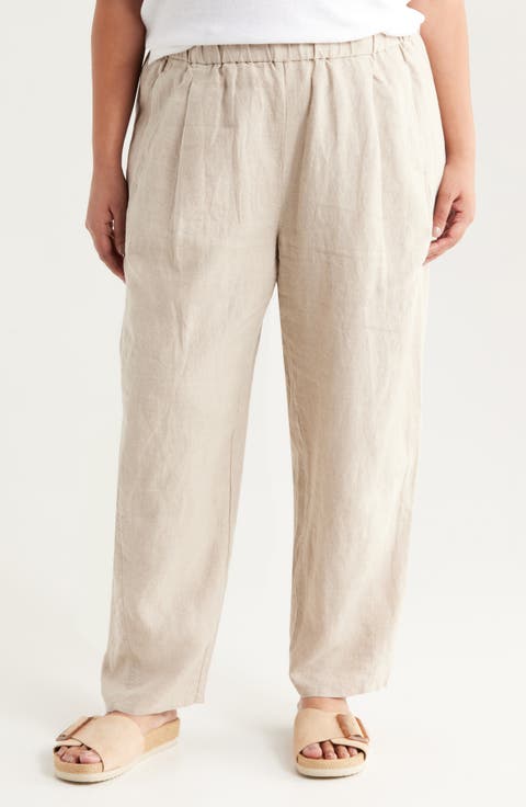 Organic Linen Ankle Lantern Pants (Plus)