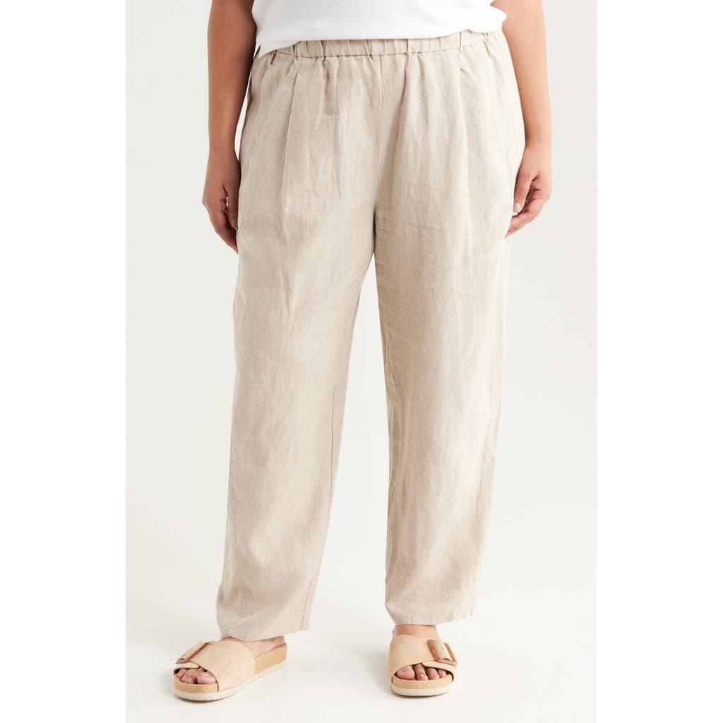 Eileen Fisher Organic Linen Ankle Lantern Pants In Undyed Natural