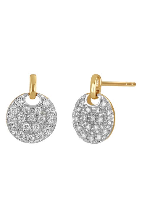 Diamond Pavé Coin Drop Earrings - 0.26 ct.