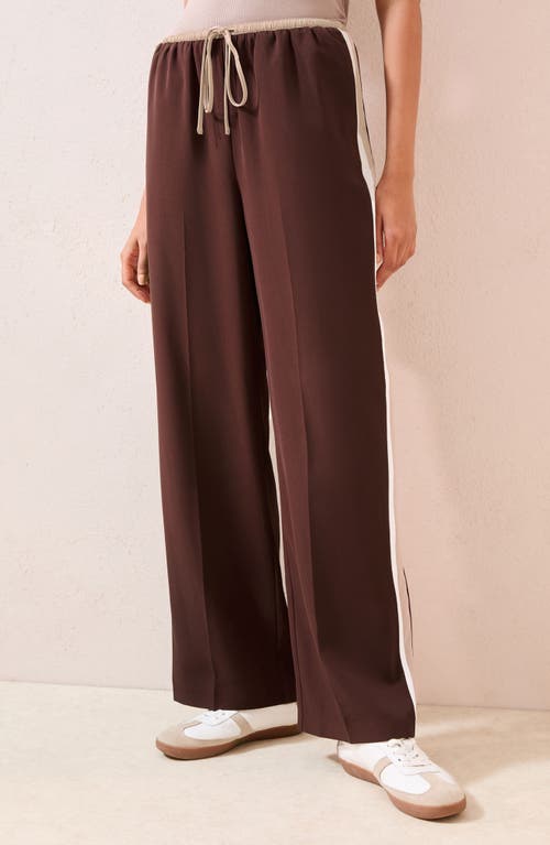 Friends Like These Side Stripe Drawstring Wide Leg Pants In Brown