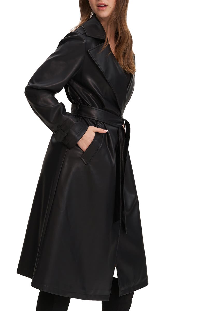 Noize Alizeh Faux Leather Trench Coat, Alternate, color, 