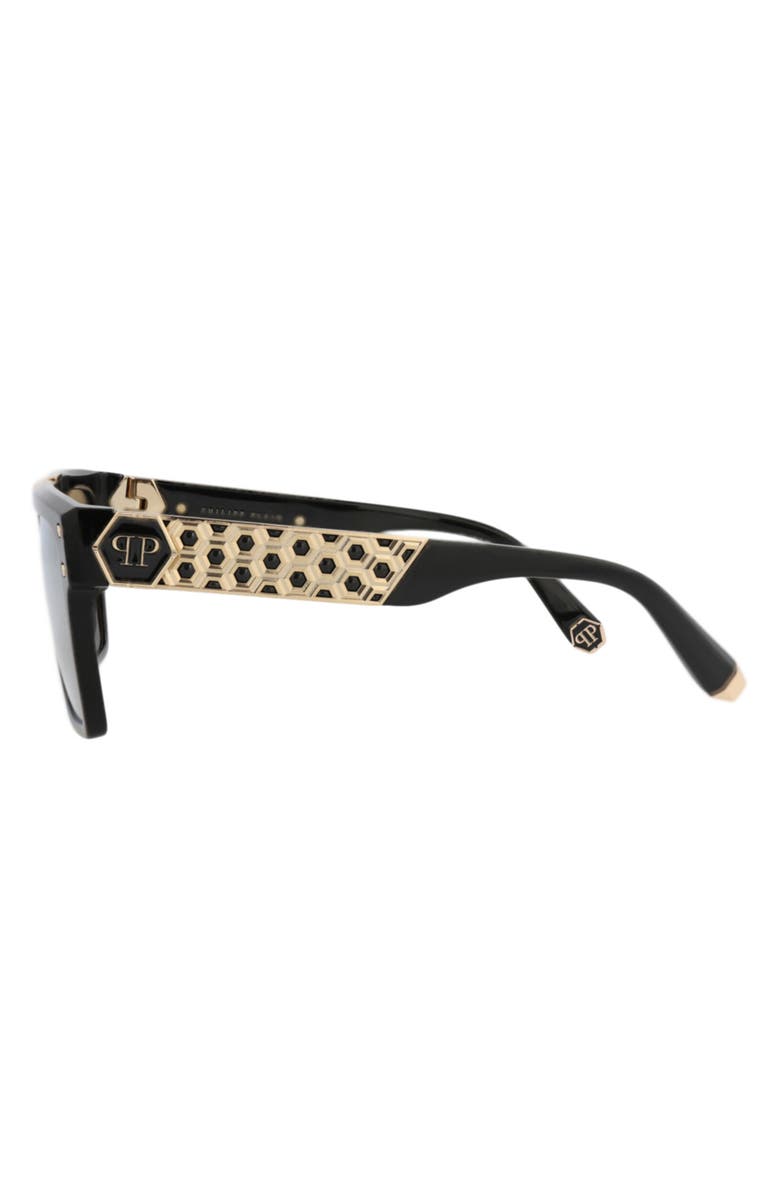 PHILIPP PLEIN 55mm Square Sunglasses, Alternate, color, Black Black Gold